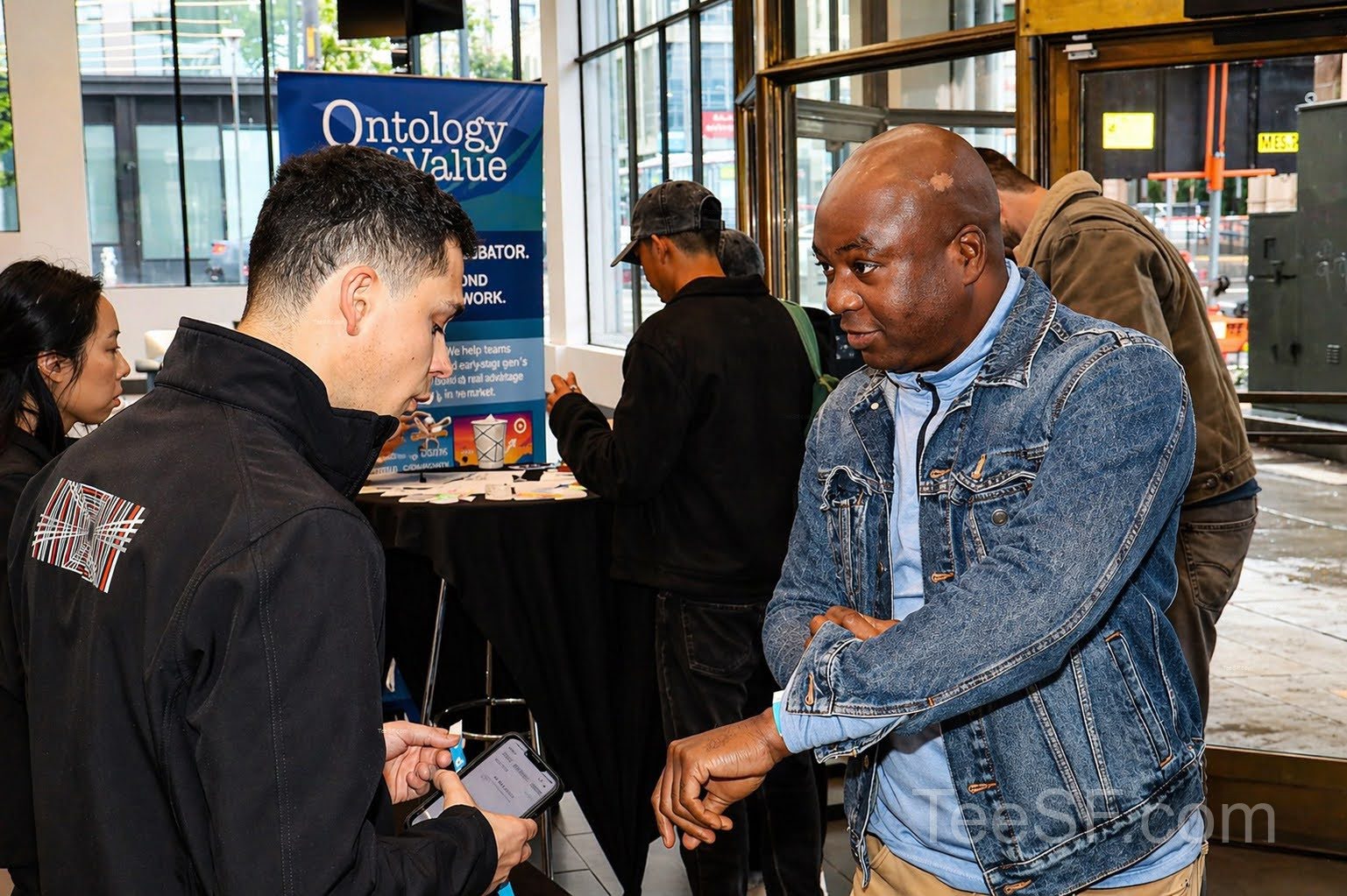 A photo from a pitch night event at Tesla in San Francisco.